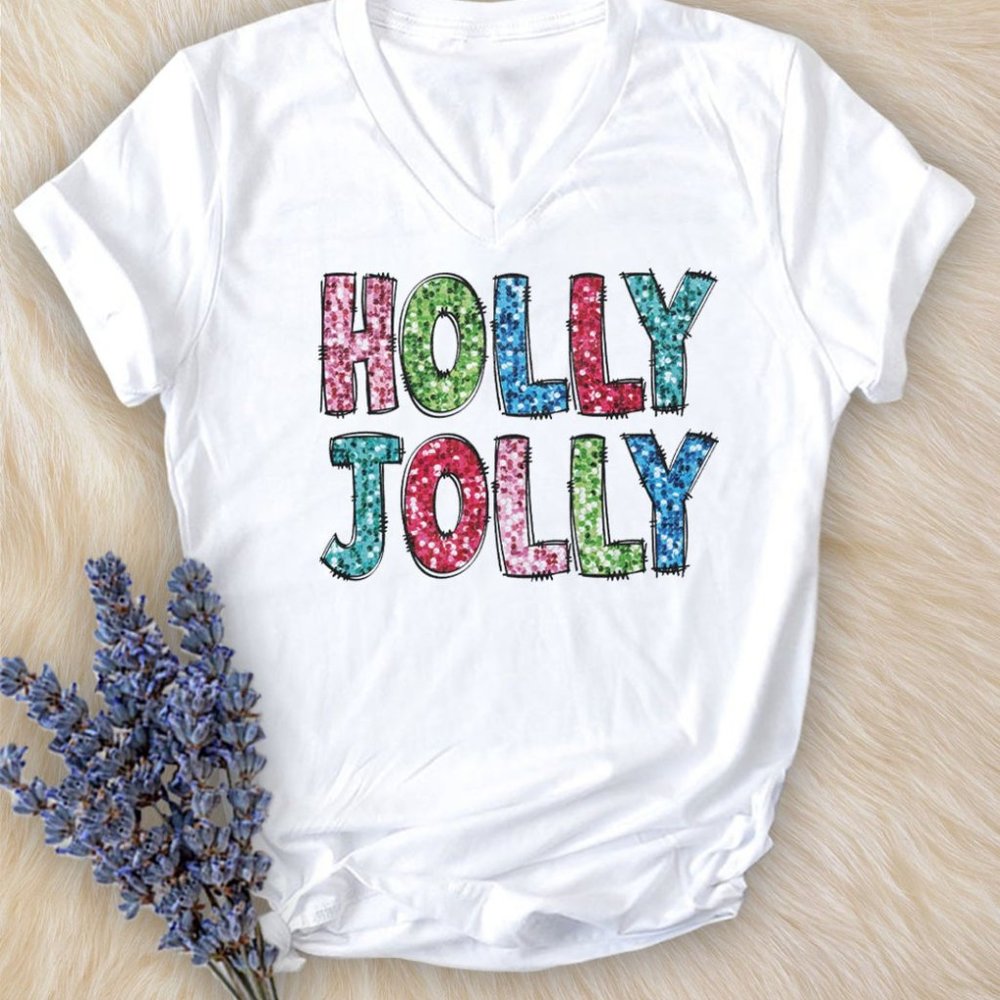 Holly Jolly V-Neck Tee